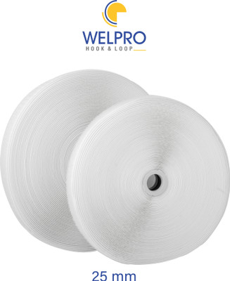 Welpro 25MM 2MTR NON ADHESIVE TAPE FOR SEWING CRAFT CLOTHES Sew-on Velcro(White)