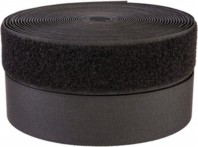 Vardhman Industrial Quality 25 MTS Hook & Loop Sew on Double Tape, 25 mm (1 inch) Width, with Colorful Wooden Bells Sew-on Velcro(Black)