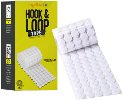 Royalkart Hook and Loop Round Dot Coin Straps Self-Adhesive Hook and Loop Dots 50 Pcs Set Stick-on Velcro(White)