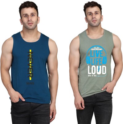 MINISTRY OF FRIENDS Printed Men Scoop Neck Light Green, Dark Blue T-Shirt