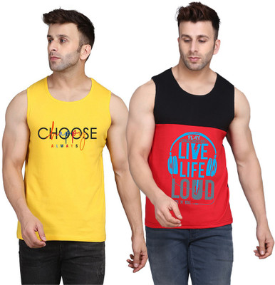 MINISTRY OF FRIENDS Printed, Colorblock Men Round Neck Black, Red, Yellow T-Shirt