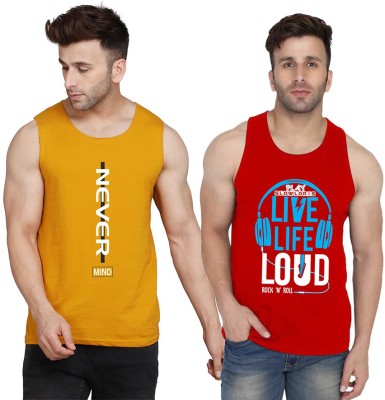 TEEFOX Printed Men Scoop Neck Red, Yellow, White T-Shirt