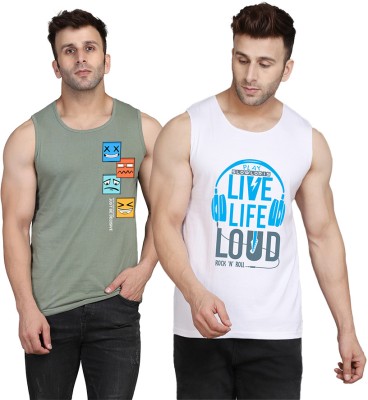 Cryptic Printed Men Scoop Neck White, Light Green T-Shirt