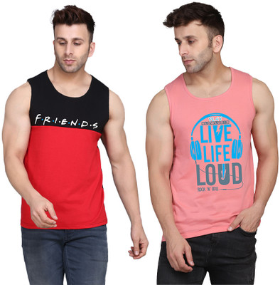 MINISTRY OF FRIENDS Printed Men Round Neck Pink, Black, Red T-Shirt