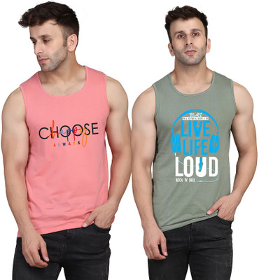 Cryptic Printed Men Round Neck Light Green, Pink T-Shirt