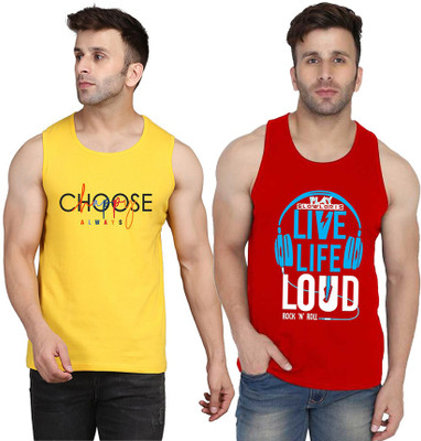 MINISTRY OF FRIENDS Printed Men Round Neck Red, Yellow T-Shirt