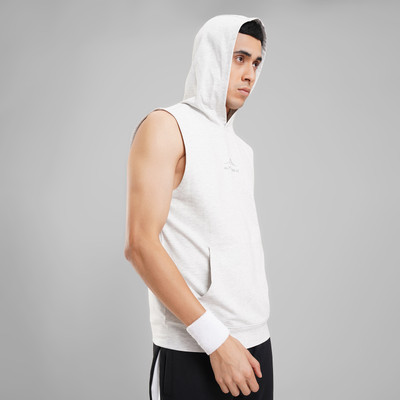 Ajile By Pantaloons Solid Men Hooded Neck Grey T-Shirt
