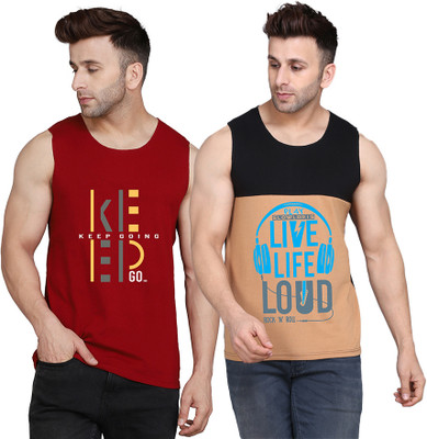 SLOWLORIS Printed Men Scoop Neck Multicolor T-Shirt