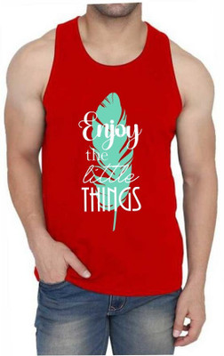 WOOSTRO Printed Men Round Neck Red T-Shirt
