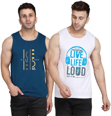 Cryptic Printed Men Scoop Neck White, Dark Blue T-Shirt