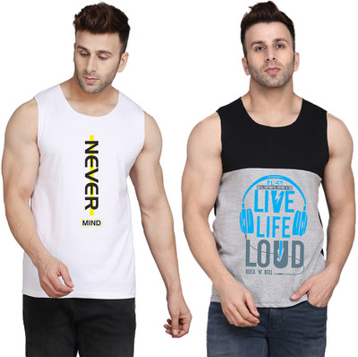 TEEFOX Printed Men Round Neck Black, Grey, White T-Shirt