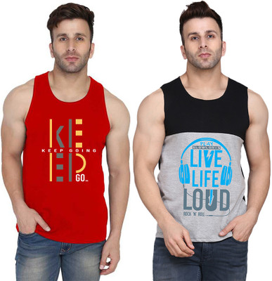 TEEFOX Graphic Print Men Scoop Neck Black, Grey, Red T-Shirt