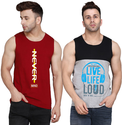 SLOWLORIS Graphic Print Men Scoop Neck Black, Grey, Maroon T-Shirt