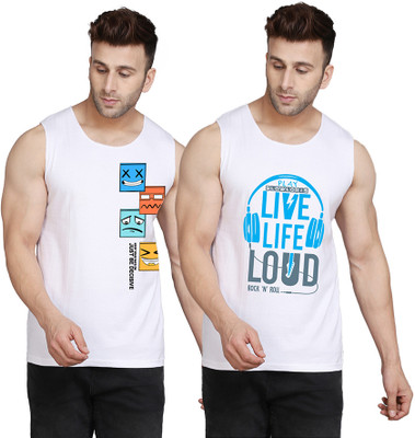 SLOWLORIS Printed Men Scoop Neck White T-Shirt