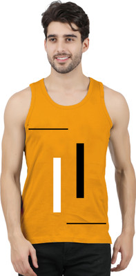 JUGULAR Printed Men Scoop Neck Yellow T-Shirt
