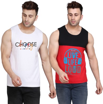 TEEFOX Printed Men Scoop Neck Black, Red, White T-Shirt