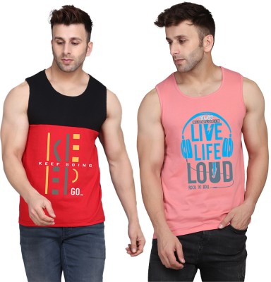 Cryptic Printed Men Scoop Neck Pink, Black, Red T-Shirt