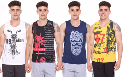 Cotton Blend Fabric Gym Vest(Pack of 4)