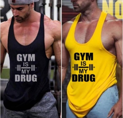 Cotton Blend Fabric Gym Vest(Pack of 2)