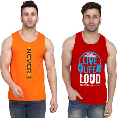 MINISTRY OF FRIENDS Printed Men Scoop Neck Red, Orange T-Shirt