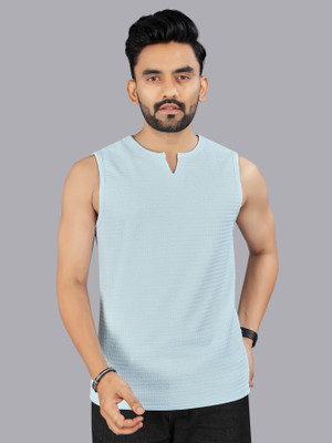 FTX Self Design Men Scoop Neck Light Blue T-Shirt