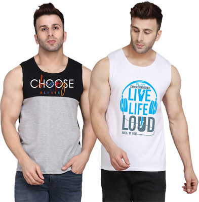 Cryptic Printed Men Round Neck White, Black, Grey T-Shirt