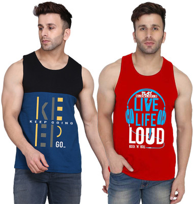 MINISTRY OF FRIENDS Printed Men Scoop Neck Red, Black, Dark Blue T-Shirt