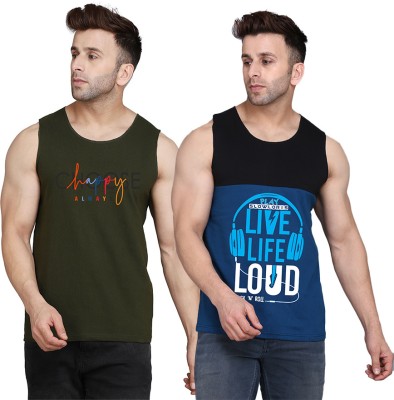 Cryptic Printed Men Scoop Neck Black, Dark Blue, Dark Green T-Shirt