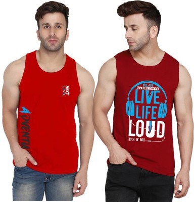 TEEFOX Printed Men Scoop Neck Maroon, Red T-Shirt