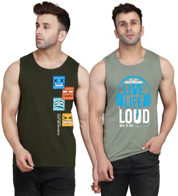 TEEFOX Printed Men Scoop Neck Light Green, Dark Green T-Shirt