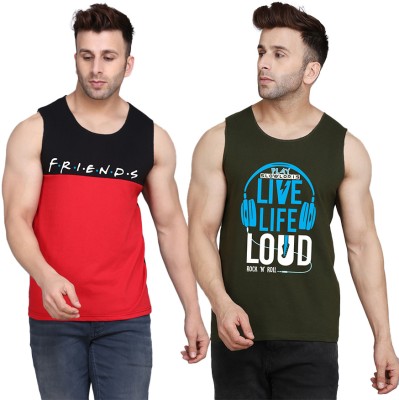 Cryptic Printed Men Scoop Neck Dark Green, Black, Red T-Shirt