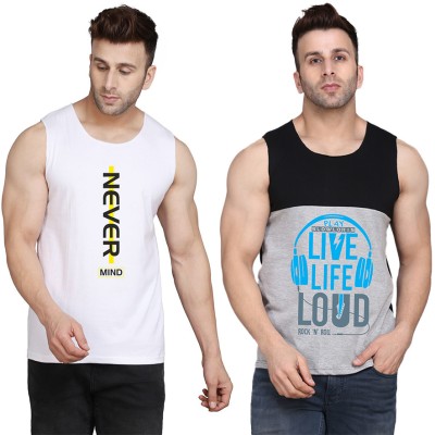 Cryptic Printed Men Scoop Neck Black, Grey, White T-Shirt