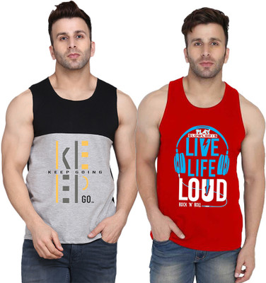 Cryptic Printed Men Round Neck Red, Black, Grey T-Shirt