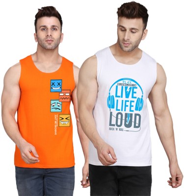 MINISTRY OF FRIENDS Graphic Print Men Scoop Neck White, Orange T-Shirt