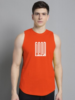 FBAR Graphic Print Men Round Neck Orange T-Shirt