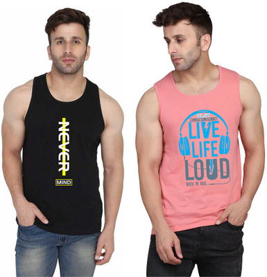 MINISTRY OF FRIENDS Printed Men Round Neck Pink, Black T-Shirt