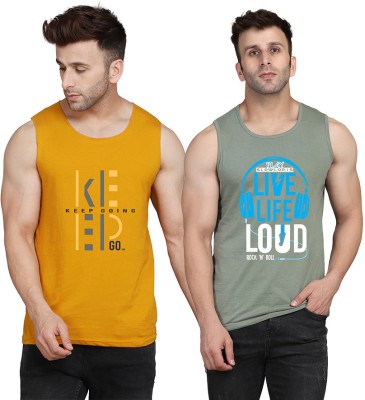 MINISTRY OF FRIENDS Typography Men Scoop Neck Light Green, Yellow, White T-Shirt