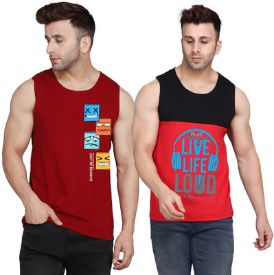 Cryptic Printed Men Round Neck Black, Red, Maroon T-Shirt