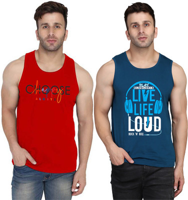 MINISTRY OF FRIENDS Typography Men Round Neck Dark Blue, Red T-Shirt