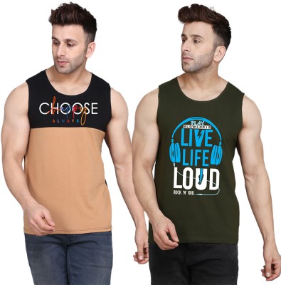 Cryptic Printed Men Scoop Neck Dark Green, Black, Beige T-Shirt