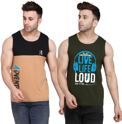 Cryptic Printed Men Scoop Neck Dark Green, Black, Beige T-Shirt