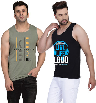 SLOWLORIS Printed, Typography Men Scoop Neck Black, Light Green T-Shirt