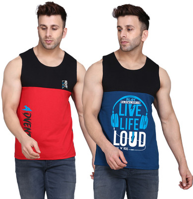 MINISTRY OF FRIENDS Typography Men Round Neck Black, Dark Blue, Red T-Shirt