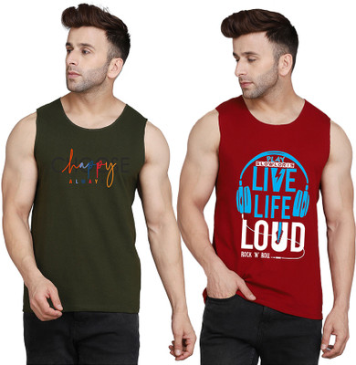 SLOWLORIS Typography Men Round Neck Maroon, Dark Green, Light Blue T-Shirt
