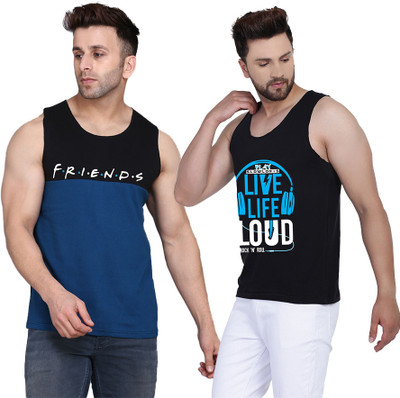 Cryptic Printed Men Round Neck Black, Dark Blue T-Shirt