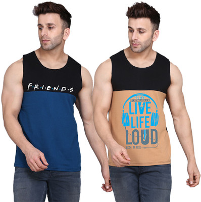 SLOWLORIS Printed Men Scoop Neck Multicolor T-Shirt