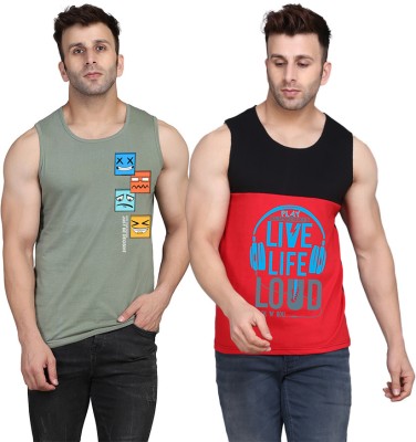 TEEFOX Printed Men Scoop Neck Black, Red, Light Green T-Shirt