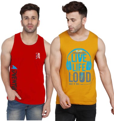 Cryptic Printed Men Scoop Neck Yellow, White, Red T-Shirt