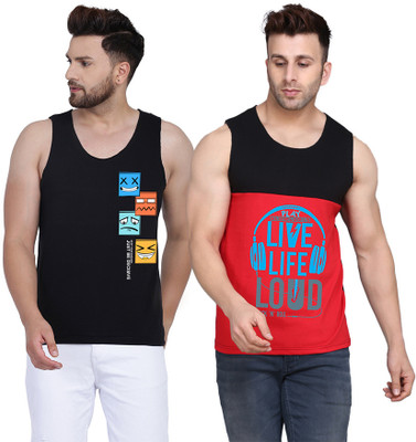 TEEFOX Printed Men Scoop Neck Black, Red T-Shirt