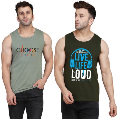 Cryptic Printed Men Scoop Neck Dark Green, Light Green T-Shirt